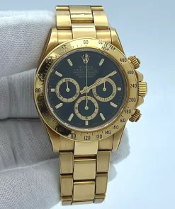 Rolex Daytona Cosmograph Yellow Gold Black Dial 16528 Oyster Replica