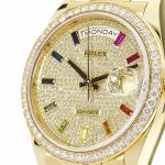Rolex Day-Date Yellow Gold With Pave Diamond Dial Sapphire 128348RBR-0030 Replica - Image 4