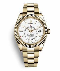 Rolex Sky-Dweller Yellow Gold Fluted Bezel Replica