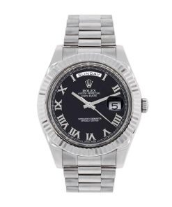 rolex-white-gold-day-date-ii-presidential-black-roman-dial-218239-replica